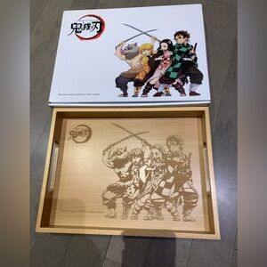 Demon Slayer Wooden Serving Tray Engraved Anime BNIB